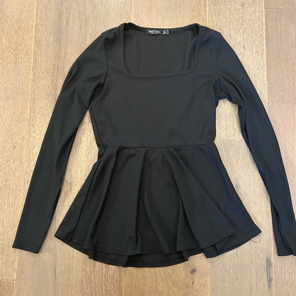 Nasty Gal Black Long Sleeve Thermal Shirt